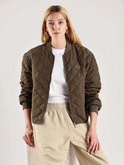 Calvin Klein - Olive Mandarin Neck Full Sleeves Puffer
