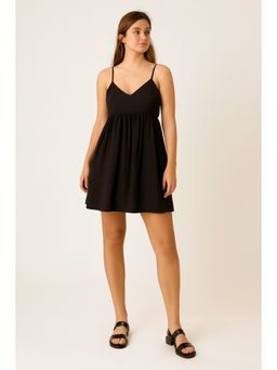 NOBARR - Cotton Black V-Neck Sleeveless Mini Dress