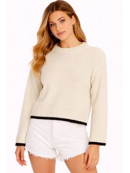 NOBARR - Women Cream Down Shoulder Loose Fit Sweater