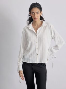 The Label Life - White Sleeve Tie Up Shirt