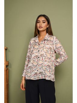 ZNKL - Women Multi Color Abstract Print Long Sleeve Shirt