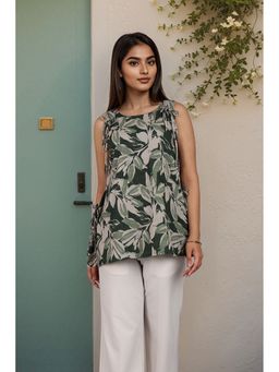 ZNKL - Women Green Cotton Floral Top