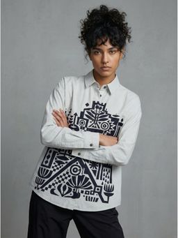 ZNKL - Grey Printed Oversized Shirt