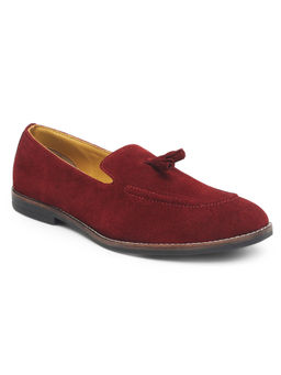 Louis Stitch - Solid Red Italian Suede Leather Moccasins