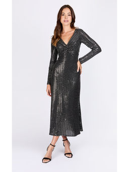 Iska  - Iska Black Foil Midi Dress