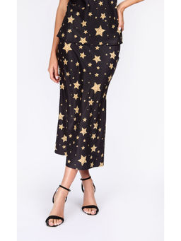 Iska  - Iska Star Print Satin Midi Skirt