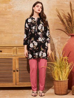 July Nightwear - Women Modal Black Long Top - Pyjama-pc1069 (Set of 2)