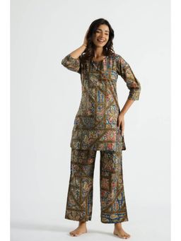 Gahan - Womens Brown Paisley Print Stylish & Comfortable Co-Ord Set