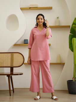 Gahan - Womens Pink Solid Stylish & Comfortable Co-Ord Set