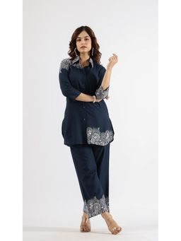 Gahan - Womens Navy Blue Printed Stylish & Comfortable Co-Ord Set