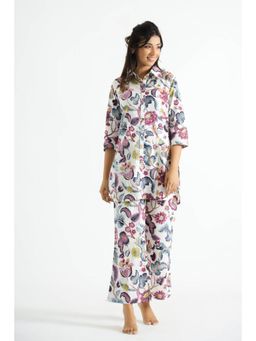 Gahan - Womens White Floral Stylish & Comfortable Co-Ord Set