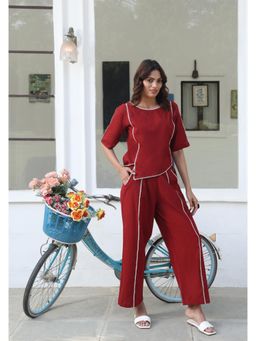 Gahan - Womens Maroon Solid Stylish & Comfortable Co-Ord Set