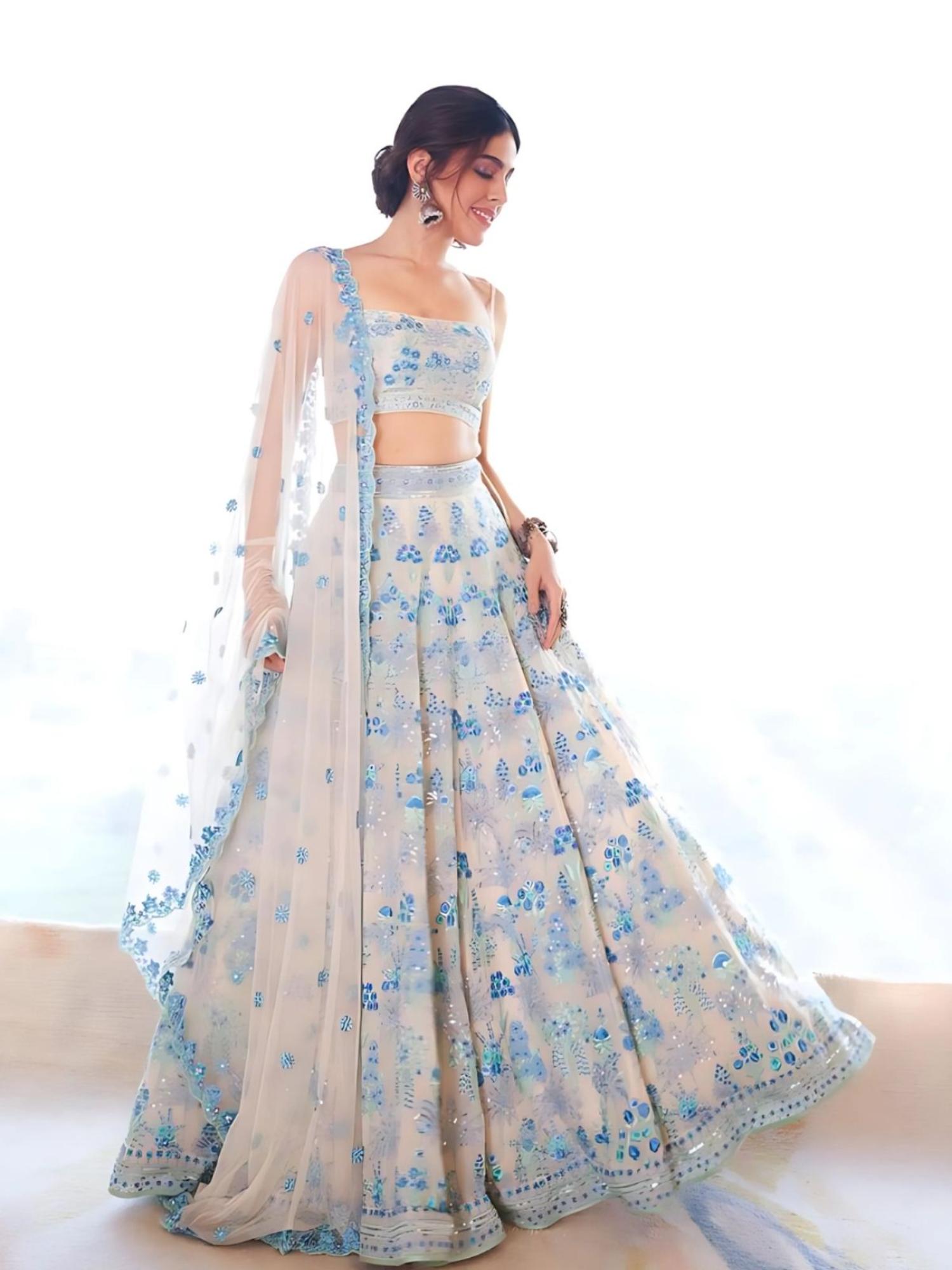odette Light Beige Georgette Embroidered Semi-Stitched Lehenga Unstiched Choli with Dupatta-picture-14