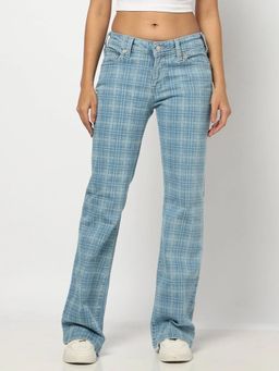 GAP - Women's Plaid Boot-Cut Mid-Rise Jeans