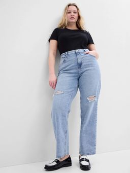 GAP - Women's Loose High Rise Ripped Jeans