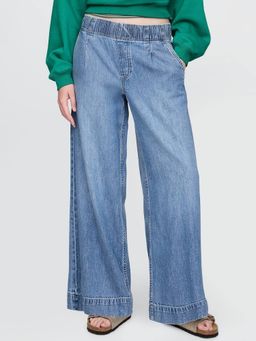 GAP - Women's Mid Waist Loose Fit Wide-Leg Jeans