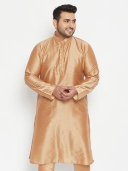 Vastramay - Men Rose Gold Viscose Blend Kurta