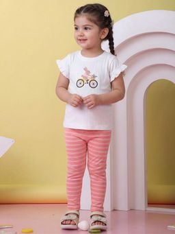 Oh My Bebe - Baby Girls Ruffle Top and Striped Leggings