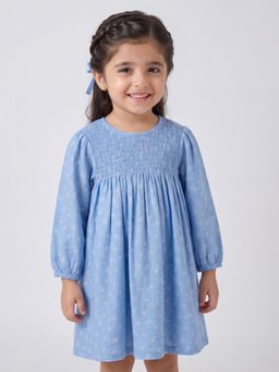 Oh My Bebe - Organic Cotton Daisy Chambray Dress and Bloomer