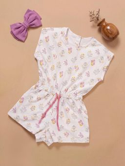 Oh My Bebe - Organic Cotton Floral Baby Girls Playsuit and Headband