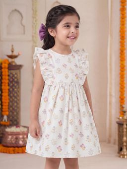 Oh My Bebe - Organic Cotton Floral Baby Girls Dress and Headband