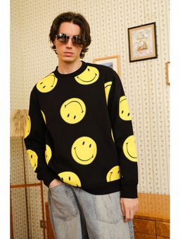 Bonkers Corner - Black Smiley Originals All Over Men Sweatshirt