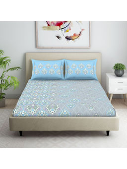 CORE Designed by SPACES - Seasons Best Premium Bedsheets Double Blue with 2 pillow covers Blue (Queen)