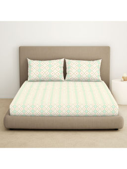 SPACES - Dainty Large Bedsheet Brook Green with 2 pillow covers Grey (King)