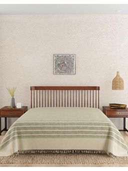 Fabindia - Green Hand Woven Cotton Bed Cover