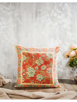Fabindia - Orange Nikunj Printed Cotton Cushion Cover (40x40)