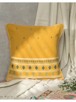 Fabindia - Yellow Anvika Woven Cotton Cushion Cover (40x40)