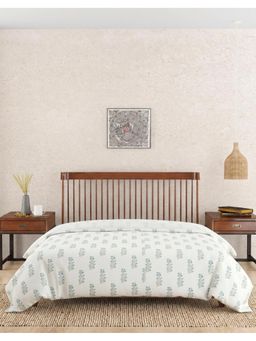 Fabindia - White Printed Hand Woven Cotton Duvet Cover