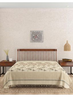 Fabindia - Beige Suhalika Printed Cotton Bed Cover (Double)