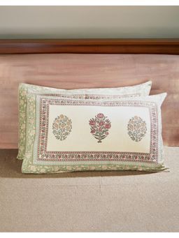 Fabindia - Off White Neerja Printed Cotton Pillow Covers (Pack of 2) (45x70)