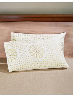 Fabindia - White Mandvi Embroidered Applique Cotton Pillow Covers (Pack of 2) (45x70)