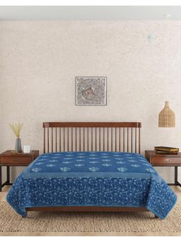 Fabindia - Indigo Nilambar Printed Dabu Cotton Bed Cover (Double)