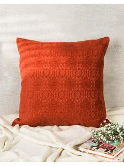 Fabindia - Orange Woven Cotton Blend Cushion Cover (50x50)