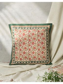 Fabindia - Cream Bahaar Hand Block Printed Cotton Cushion Cover (40x40)