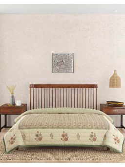 Fabindia - Pink Bahaar Hand Block Printed Cotton Quilt