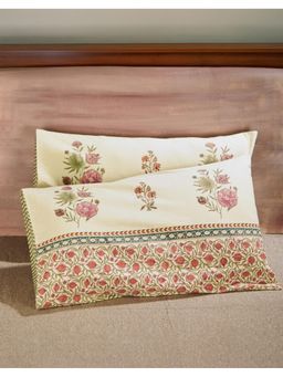 Fabindia - Pink Bahaar Hand Block Printed Cotton Pillow Covers (Pack of 2) (45x70)