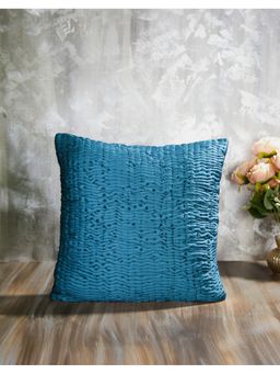 Fabindia - Teal Embroidered Viscose Cushion Cover (40x40)