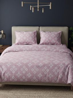 Haus & Kinder - Premium Cotton 300 Tc Bedsheet with 2 Pillow Covers-Opal Harmony-Pink