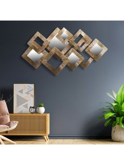 HomeTown - Apollo Iron and Glass Rhombus Wall Art 90x50 Cm in Gold
