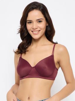 Clovia - Solid Padded Full Cup Wire Free T-Shirt Bra - Maroon