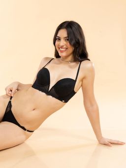 Enamor - Extreme Plunge V-Pin Cushioned Cups Padded Wired Coverage Push-Up Bridal Bra F141