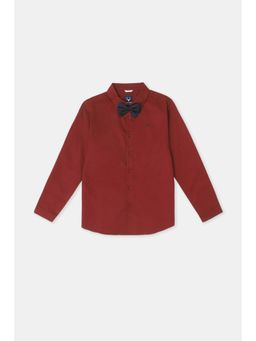 Allen Solly - Boys Maroon Solid Party Shirt