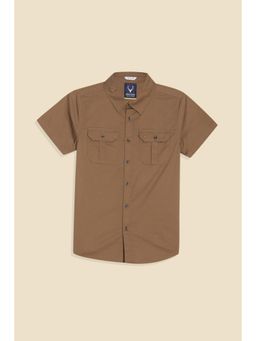 Allen Solly - Boys Brown Solid Casual Shirt