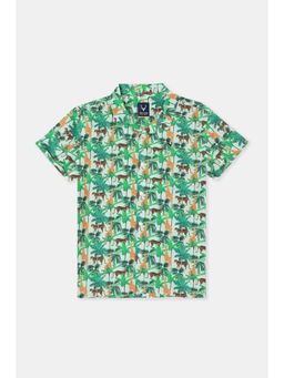 Allen Solly - Boys Green Printed Casual Shirt