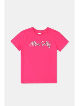 Allen Solly - Girls Pink Solid Casual T-Shirt
