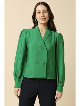 Allen Solly - Women Green Textured Long Sleeves Shirt